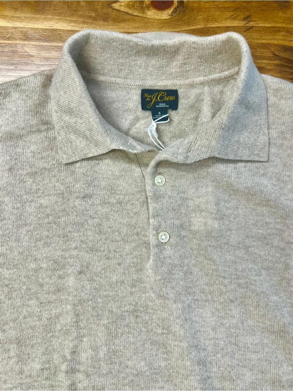 J. Crew Men’s Cashmere collared sweater-polo in Hthr Birch Size Small NWT